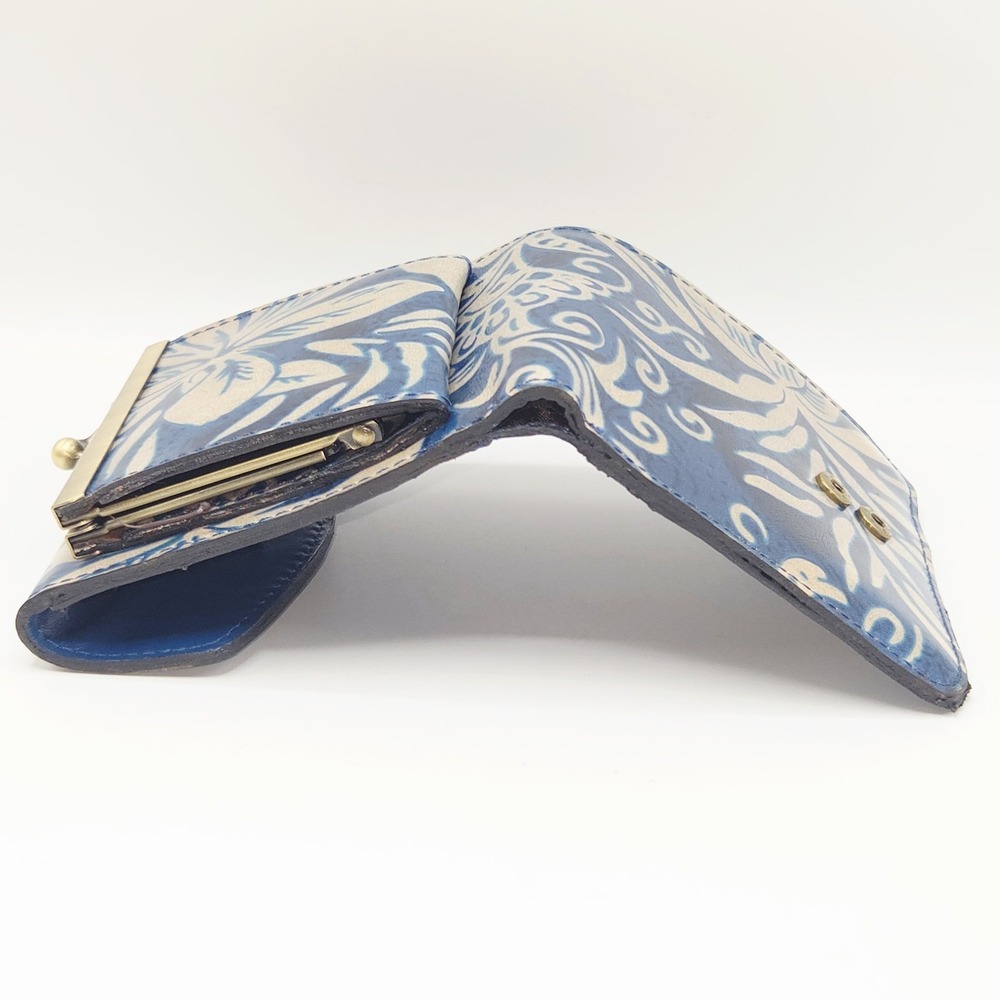 Patricia Nash Reiti Greek Floral Leather Wallet Folding Kisslock RFID Blocking - Picture 11 of 13